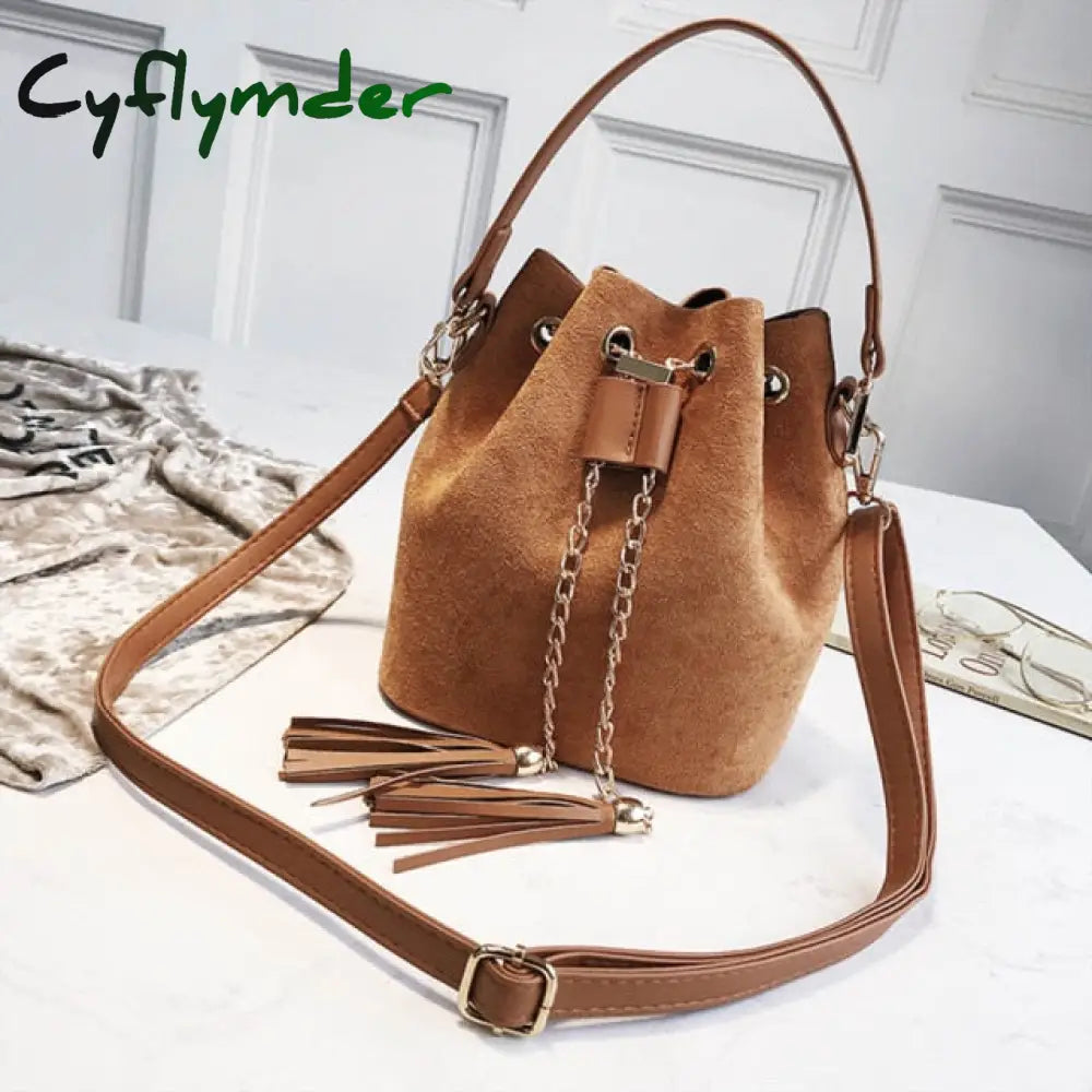 New Mini Crossbody Handbags Cute Suede Bucket Bag Organizer Small Tassel Pu Leather Womens Shoulder