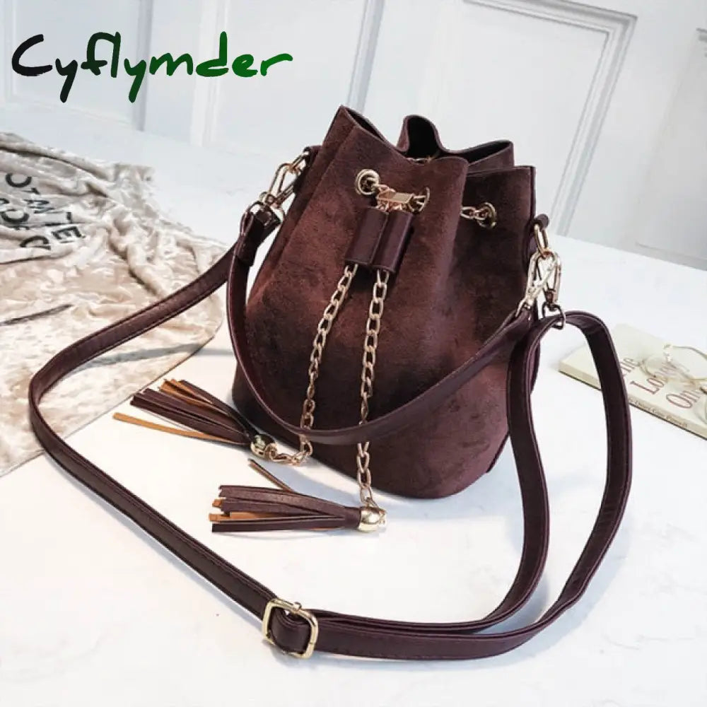 New Mini Crossbody Handbags Cute Suede Bucket Bag Organizer Small Tassel Pu Leather Womens Shoulder