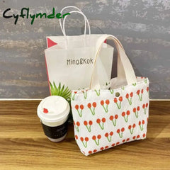 New Mini Handbag Wrinkle Shopping Bag For Girl Fresh Small Cotton Ruffle Tote Flower Print Lunch