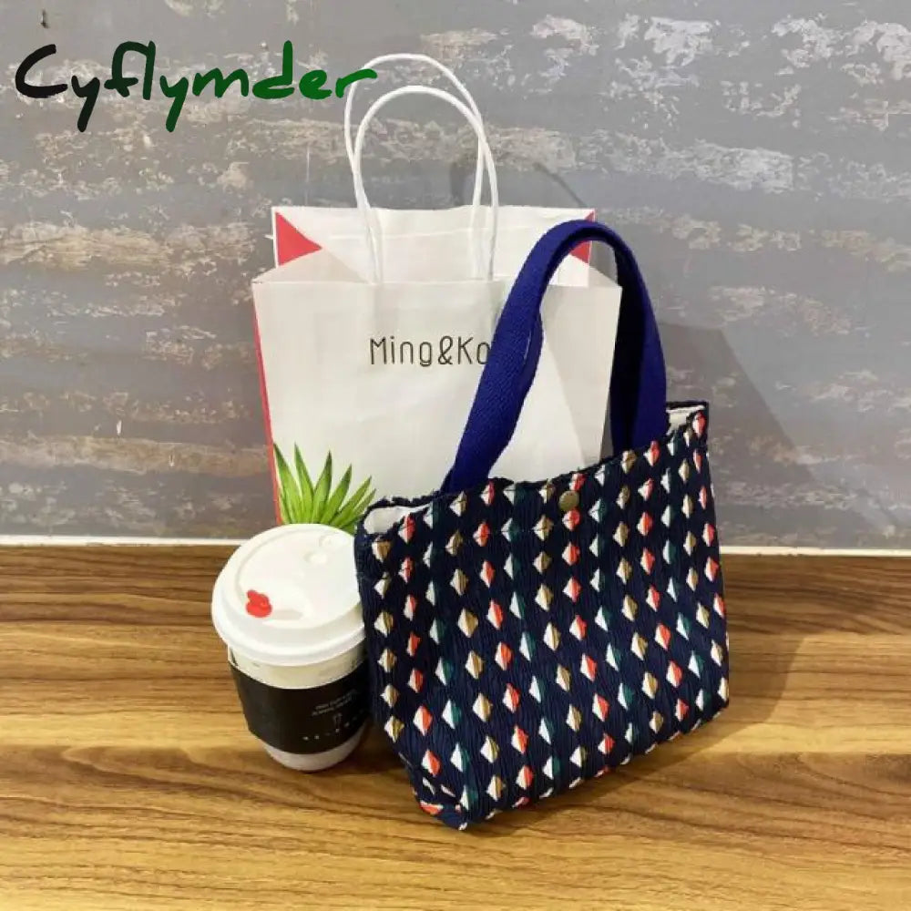 New Mini Handbag Wrinkle Shopping Bag For Girl Fresh Small Cotton Ruffle Tote Flower Print Lunch
