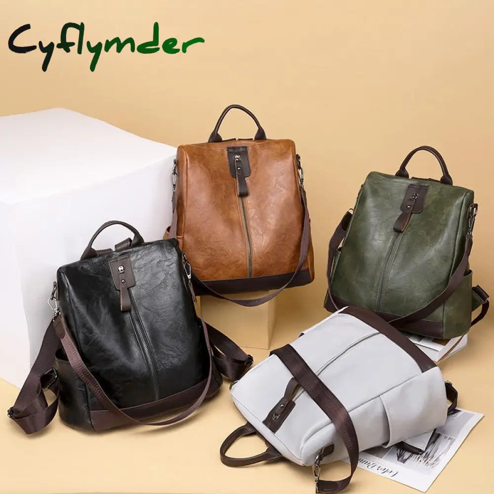 New Multifunction Backpack Women Pu Leather Large Capacity School Bags For Girls Fashion Female