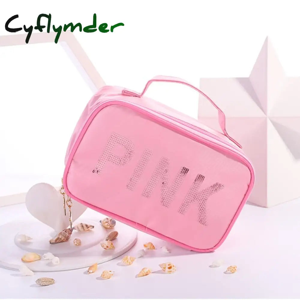 New Pink Women Multifunction Cosmetic Bag Toiletries Organizer Travel Make Up Cases Pink