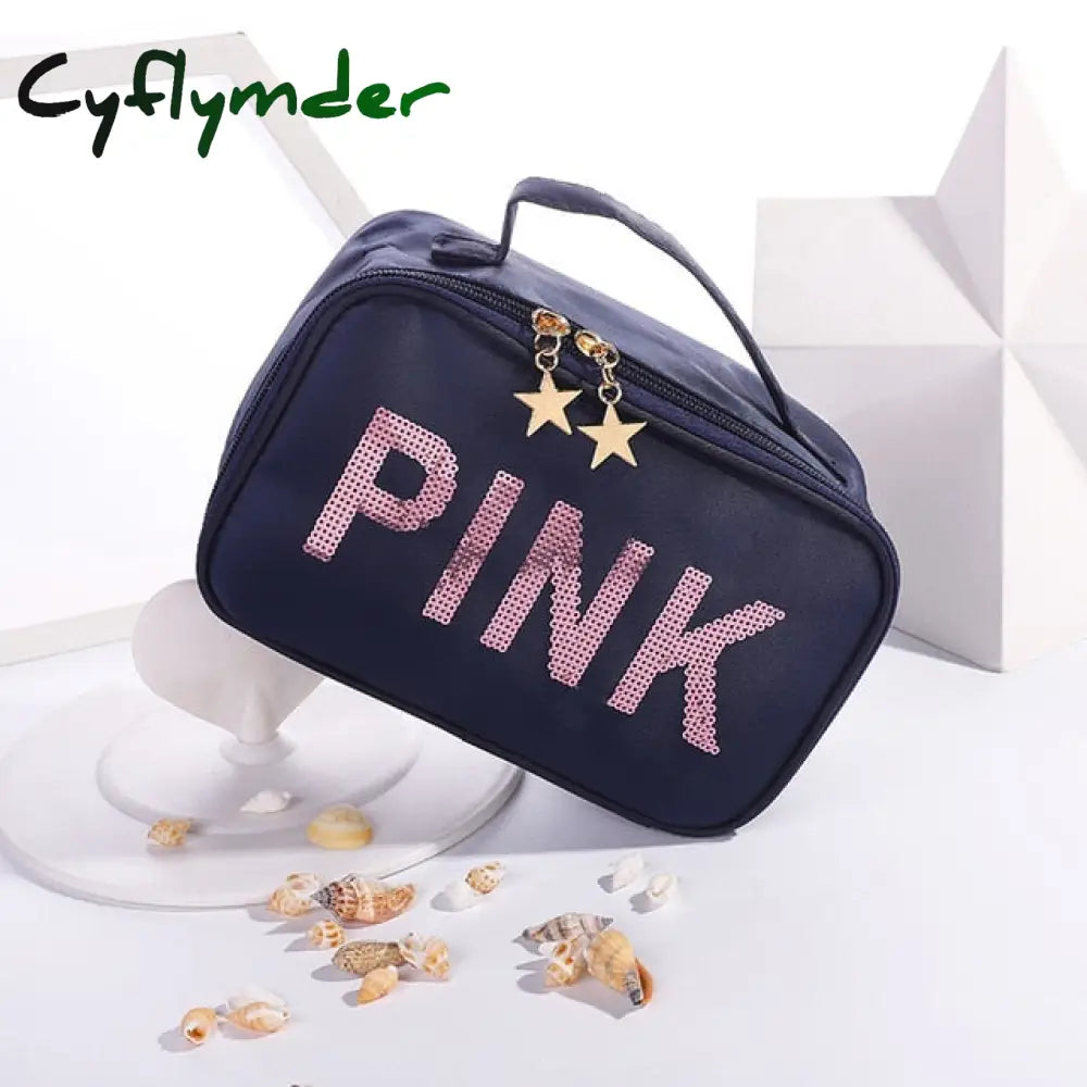 New Pink Women Multifunction Cosmetic Bag Toiletries Organizer Travel Make Up Cases Deep Blue