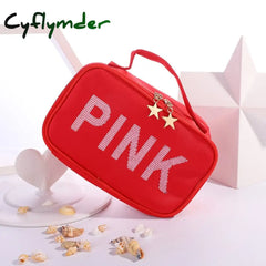 New Pink Women Multifunction Cosmetic Bag Toiletries Organizer Travel Make Up Cases Red