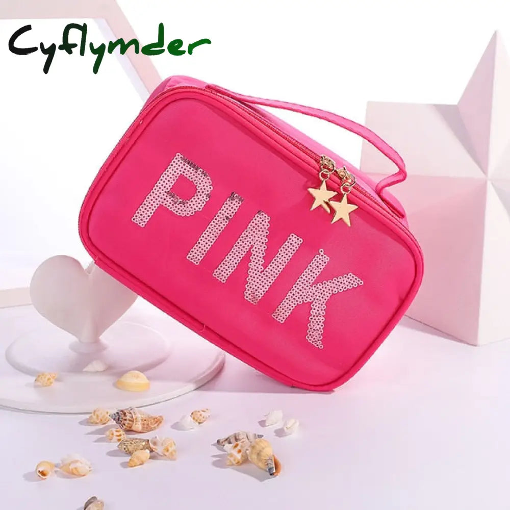 New Pink Women Multifunction Cosmetic Bag Toiletries Organizer Travel Make Up Cases Rose Red