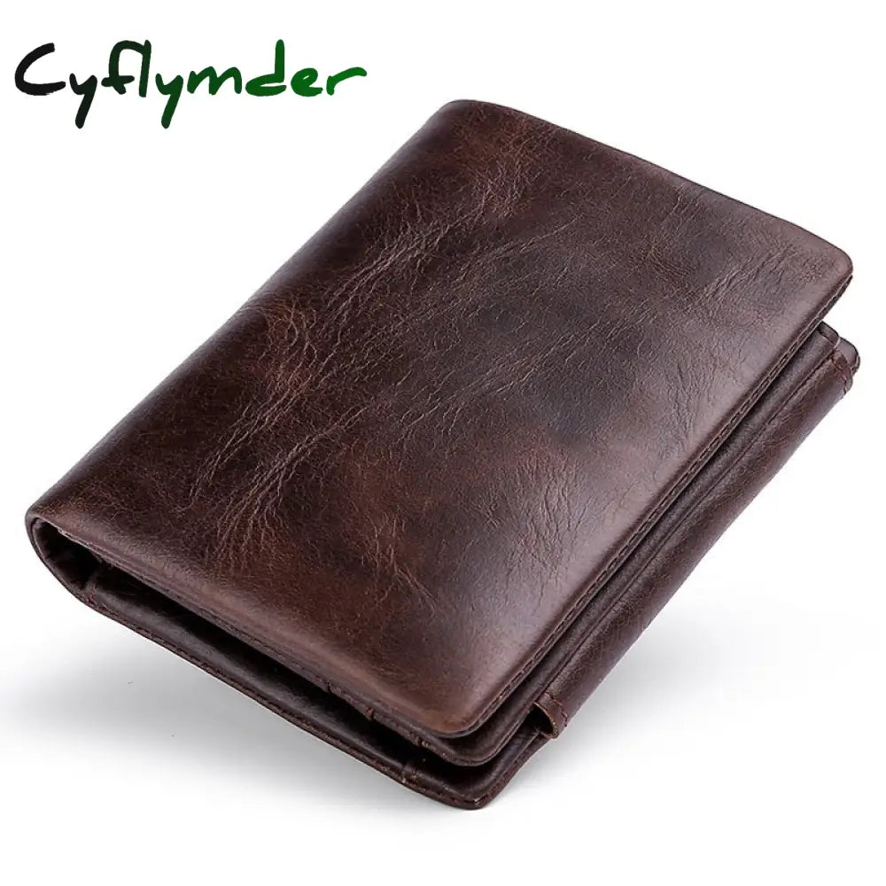 New Rfid Anti Theft Men’s Wallet Retro Three Fold Business Card Holder Money Bag Purse Vintage