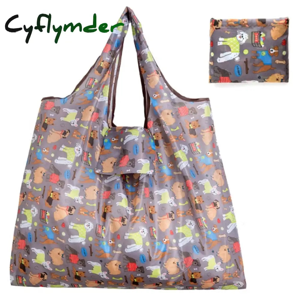 New Tote Foldable Colors Eco Reusable Polyester Portable Shoulder Handbag Cartoon Green Folding