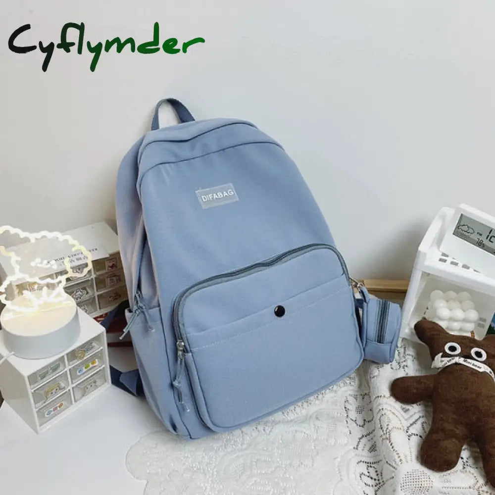 New Waterproof Nylon Women Backpack Large Capacity Solid Color Travel Bag College Schoolbag For