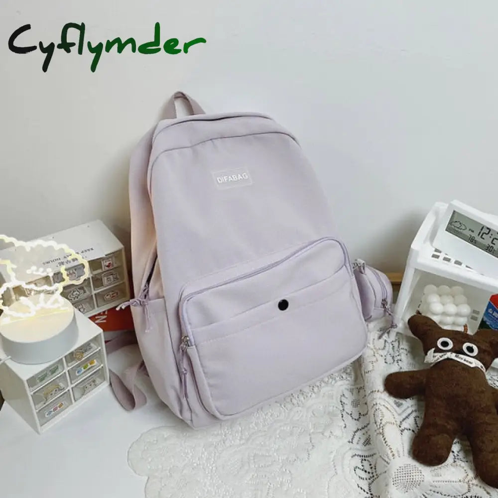 New Waterproof Nylon Women Backpack Large Capacity Solid Color Travel Bag College Schoolbag For