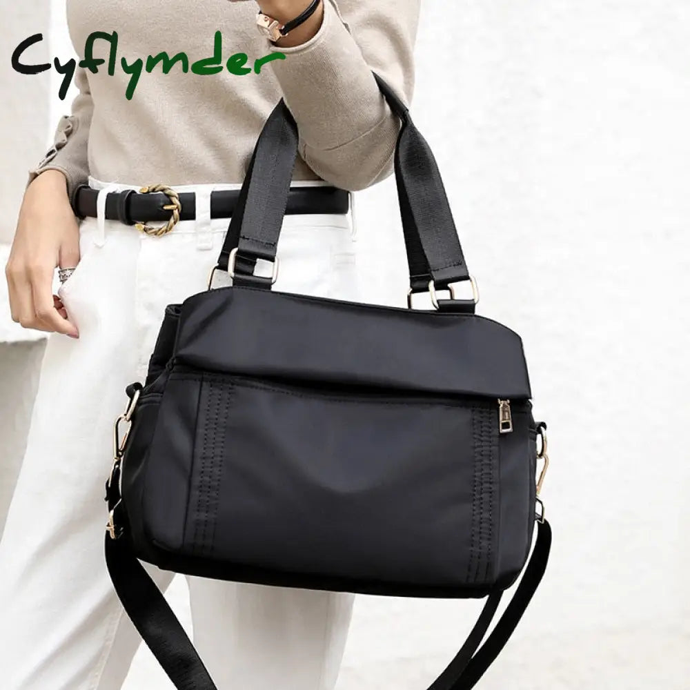 New Women Bag Nylon Travel Casual Handbags Totes Quality Ladies Shoulder Female Bags Business Black