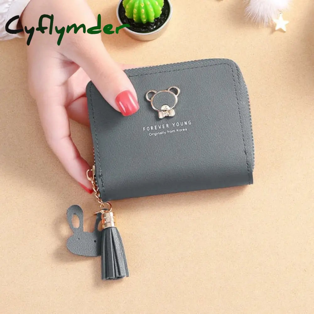 New Women’s Wallet Short Style Cartoon Cute Bear Wallets Coin Purses Bag Girl Small Lady Credit