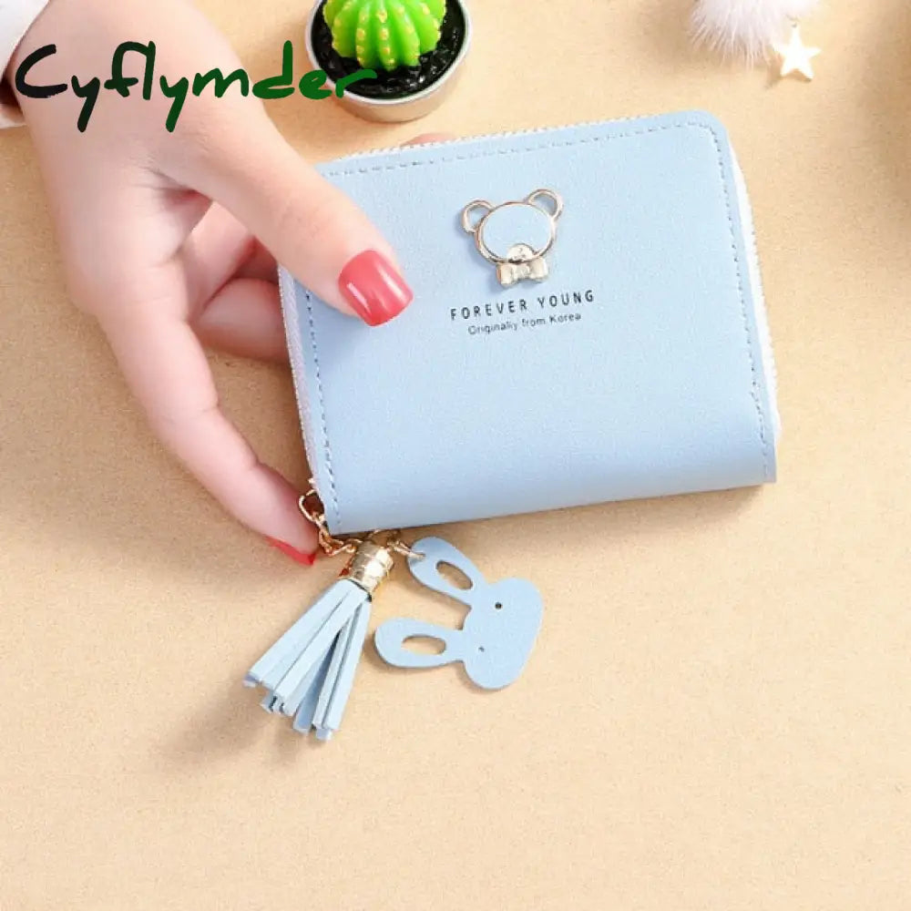 New Women’s Wallet Short Style Cartoon Cute Bear Wallets Coin Purses Bag Girl Small Lady Credit