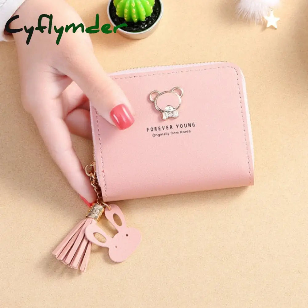 New Women’s Wallet Short Style Cartoon Cute Bear Wallets Coin Purses Bag Girl Small Lady Credit