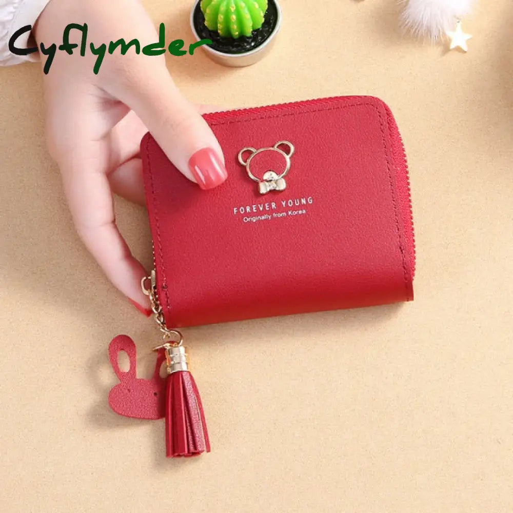 New Women’s Wallet Short Style Cartoon Cute Bear Wallets Coin Purses Bag Girl Small Lady Credit