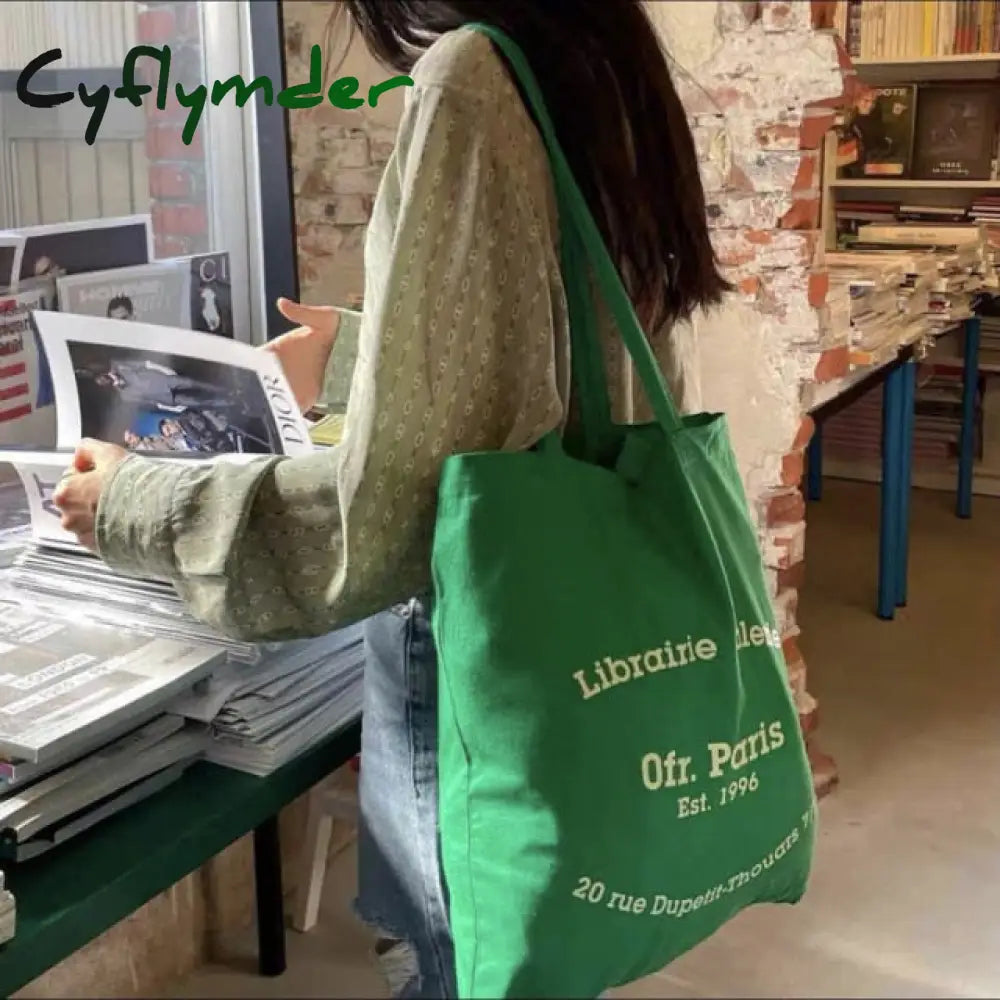 Ofr Paris French Letter Print Canvas Bag Thin Cloth Shopping Handbag Tote Summer Sholder For Girl