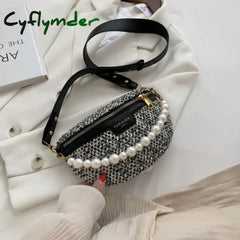 Pearl Designer Mini Woolen Cloth Crossbody Bags For Women Winter Shoulder Handbags Female Travel