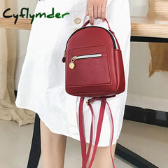 Pu Leather Small Backpack For Teenage Girls Fashion Leisure Zipper Shoulder Bag Knapsack Mini