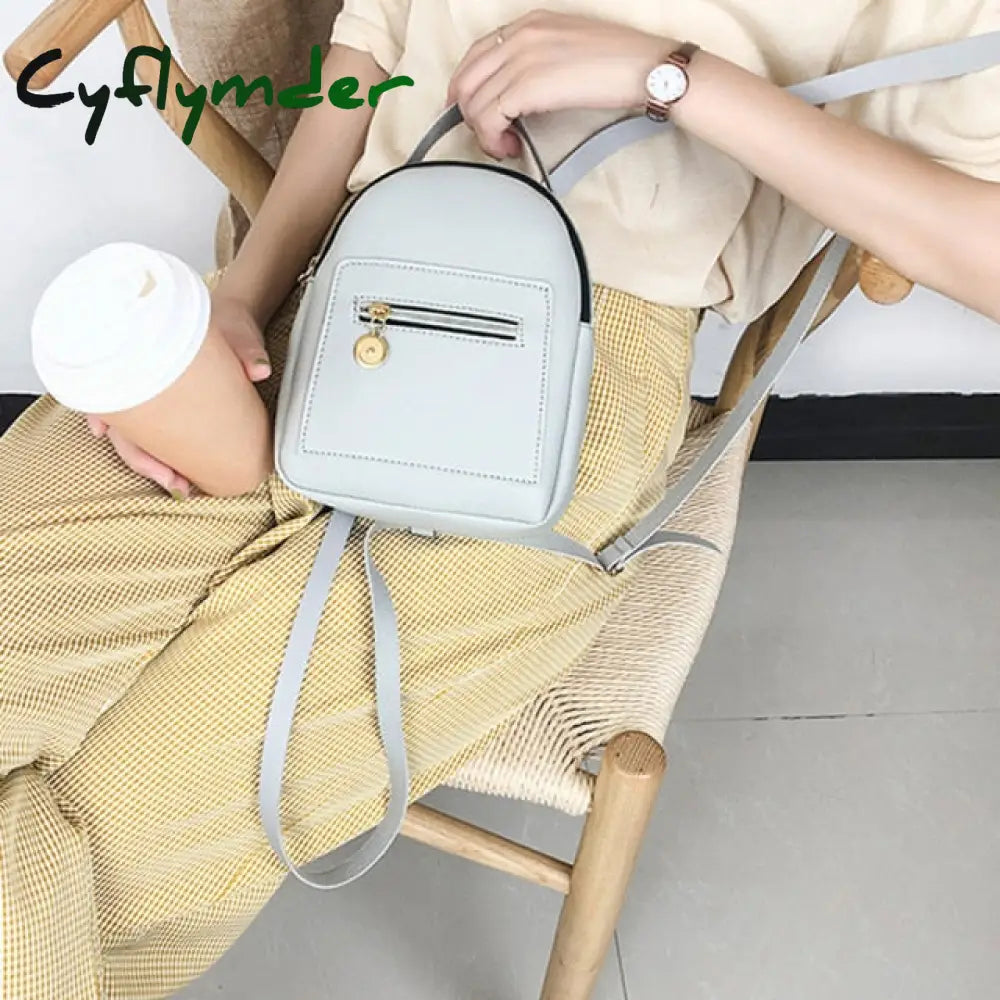 Pu Leather Small Backpack For Teenage Girls Fashion Leisure Zipper Shoulder Bag Knapsack Mini