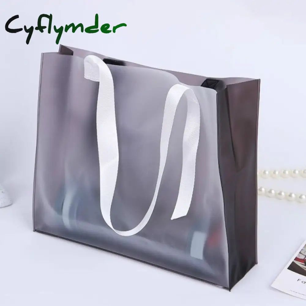 Pvc Shopper Handbag Transparent Frosted Plastic Clothing Reusable Store Shopping Gift Bag Cosmetic