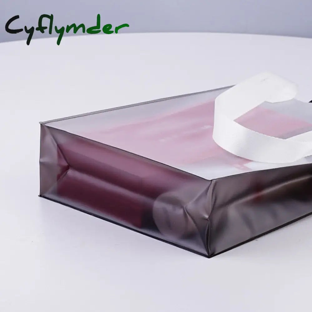Pvc Shopper Handbag Transparent Frosted Plastic Clothing Reusable Store Shopping Gift Bag Cosmetic