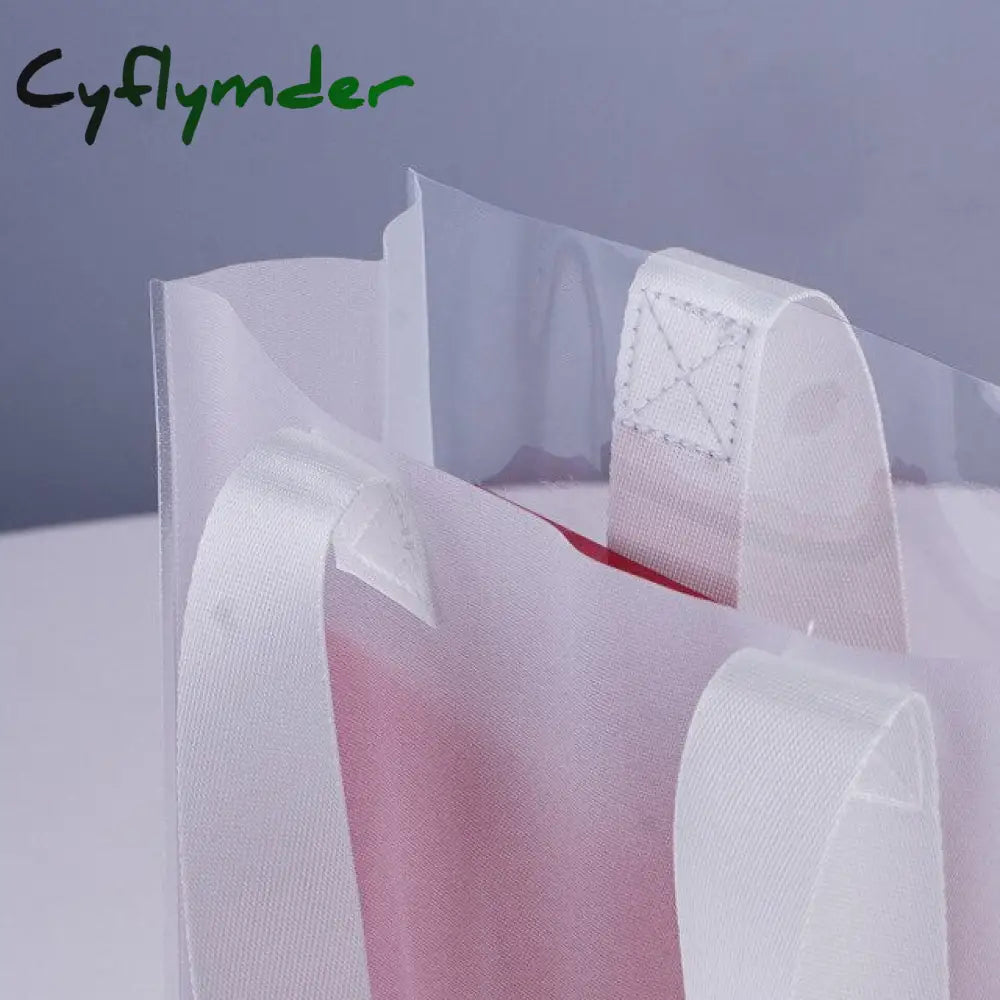 Pvc Shopper Handbag Transparent Frosted Plastic Clothing Reusable Store Shopping Gift Bag Cosmetic