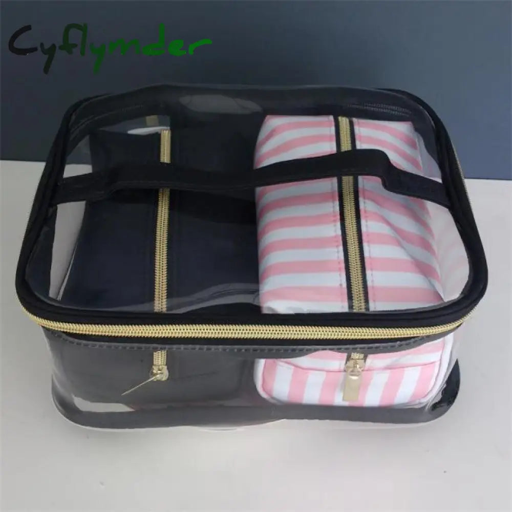 Pvc Transparent Cosmetic Bag Organizer Travel Toiletry Set Pink Beauty Case Makeup Beautician