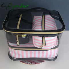 Pvc Transparent Cosmetic Bag Organizer Travel Toiletry Set Pink Beauty Case Makeup Beautician