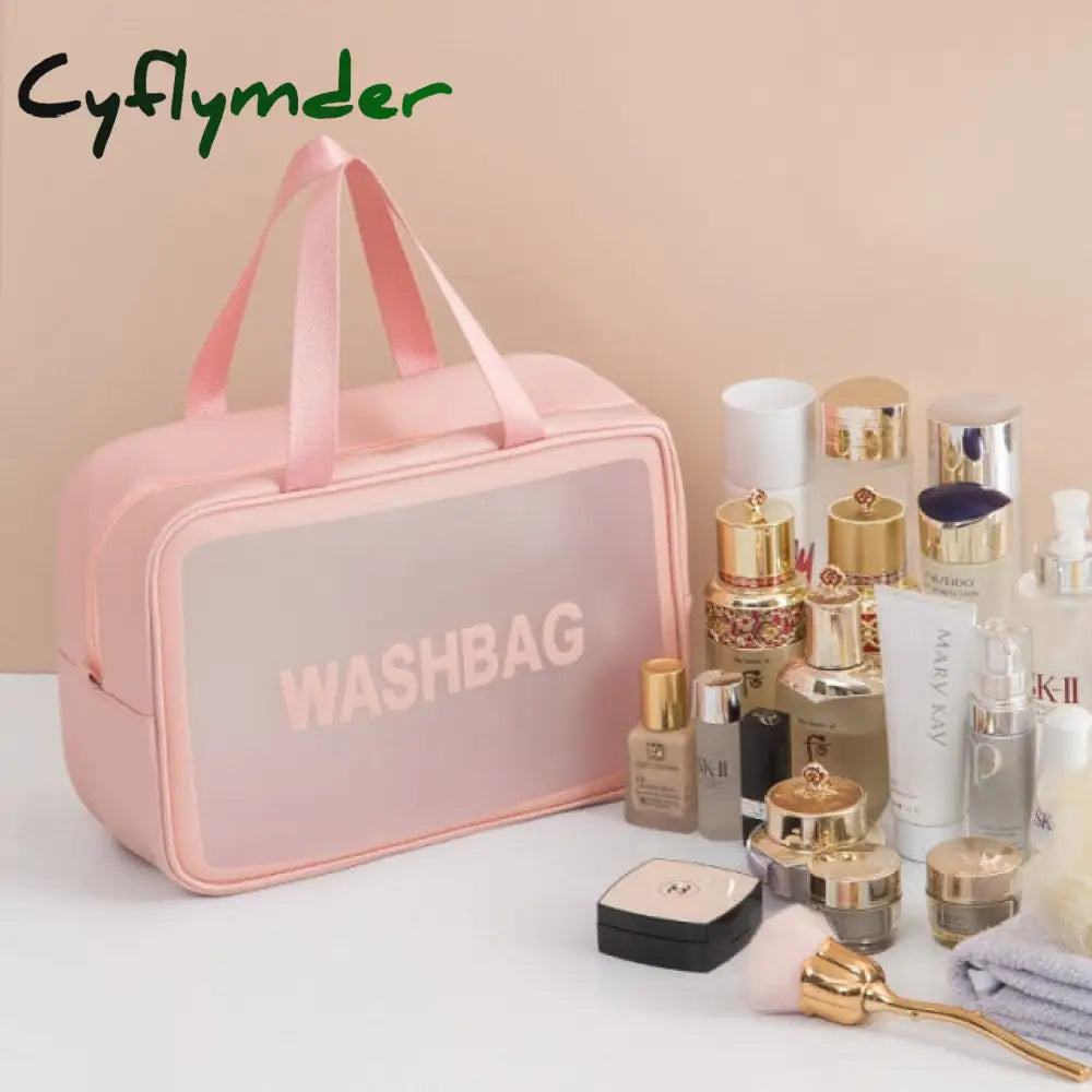 Pvc Transparent Waterproof Cosmetic Bag For Women Large Capacity Portable Travel Scrub Toilet