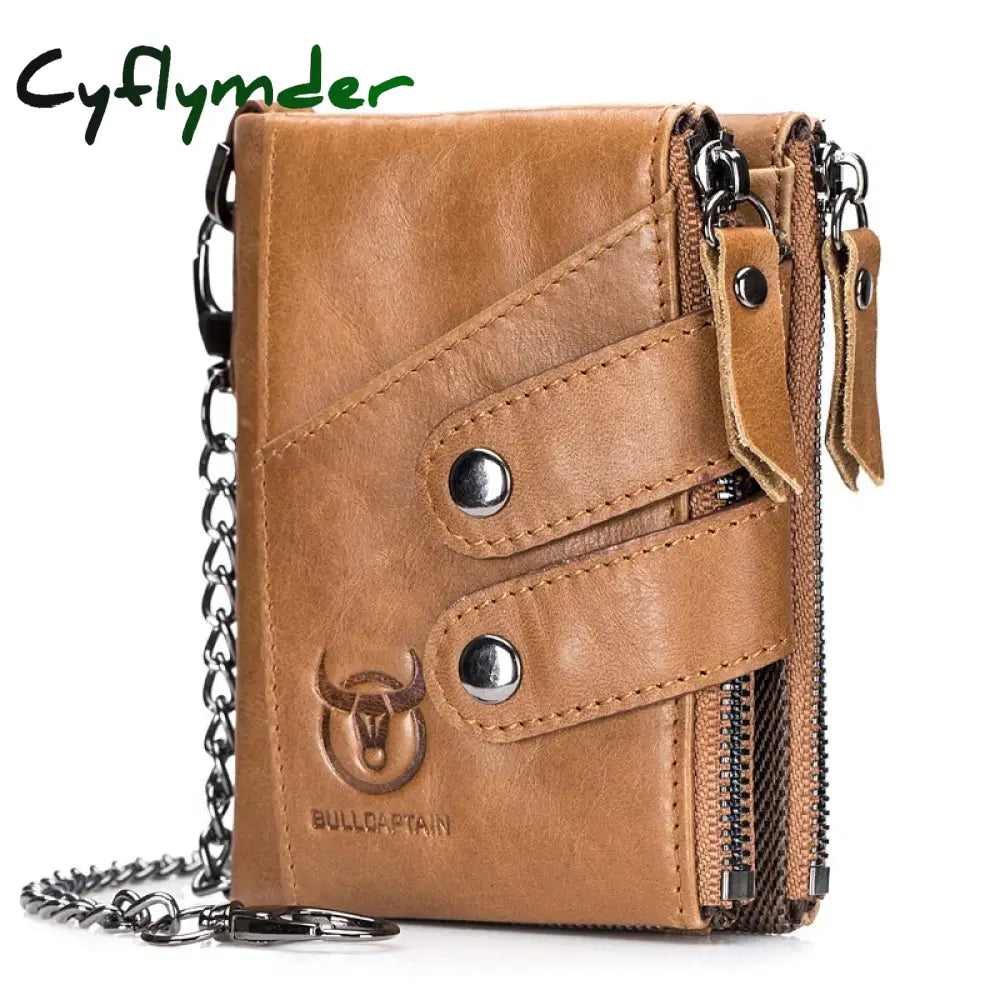 Quality Genuine Leather Men Wallet Brand Zipper Man Purse Vintage Cow Leather Male Card Coin Bag