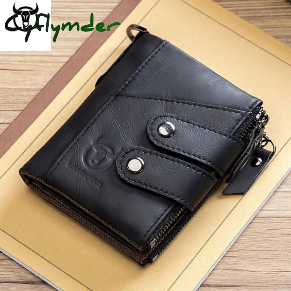 Quality Genuine Leather Men Wallet Brand Zipper Man Purse Vintage Cow Leather Male Card Coin Bag