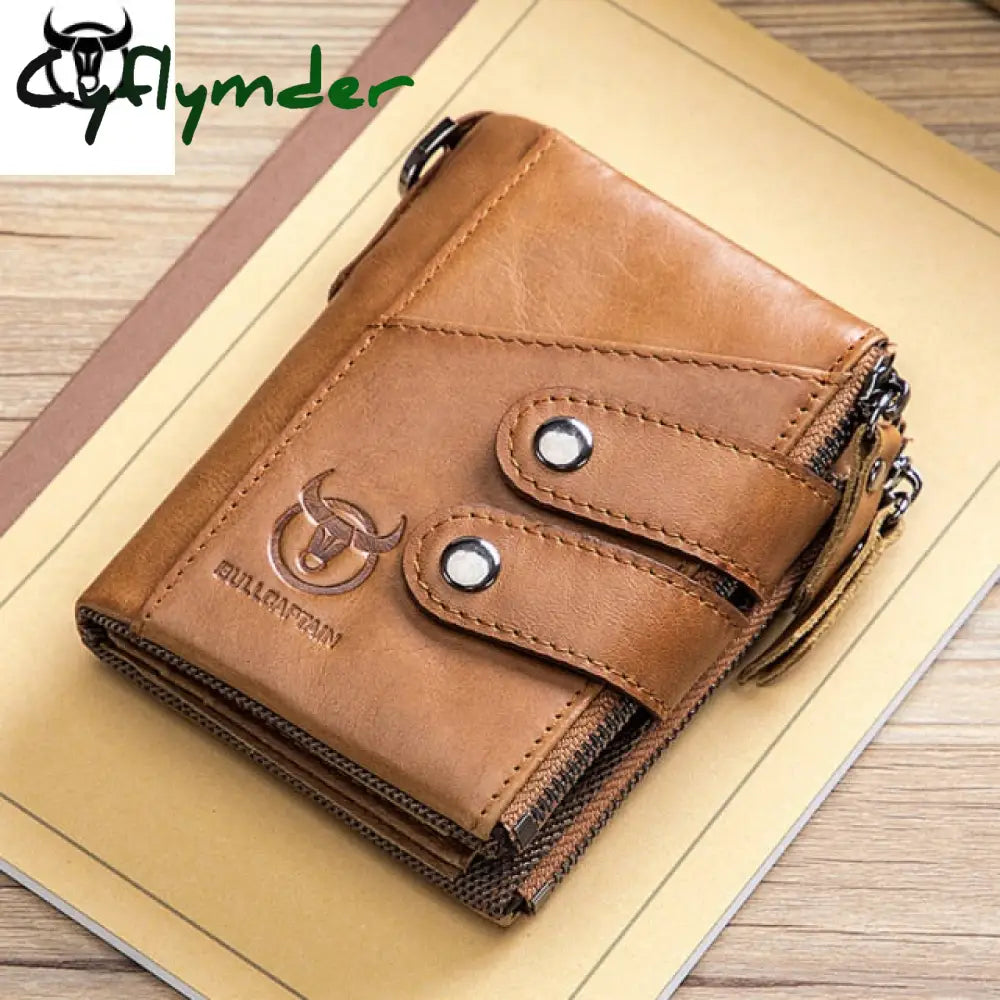 Quality Genuine Leather Men Wallet Brand Zipper Man Purse Vintage Cow Leather Male Card Coin Bag