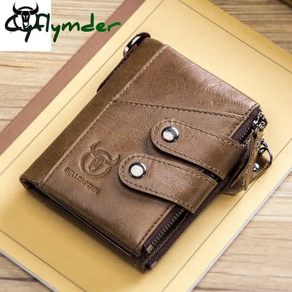 Quality Genuine Leather Men Wallet Brand Zipper Man Purse Vintage Cow Leather Male Card Coin Bag