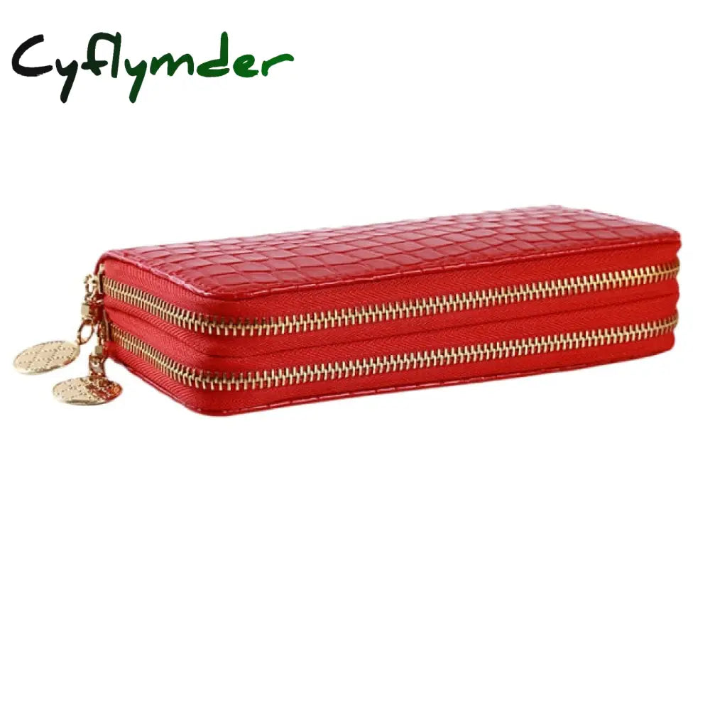 Red/White/Black Women Double Zipper Wallets Ladies Wallet Fashion Female Long Design Handbag Purse