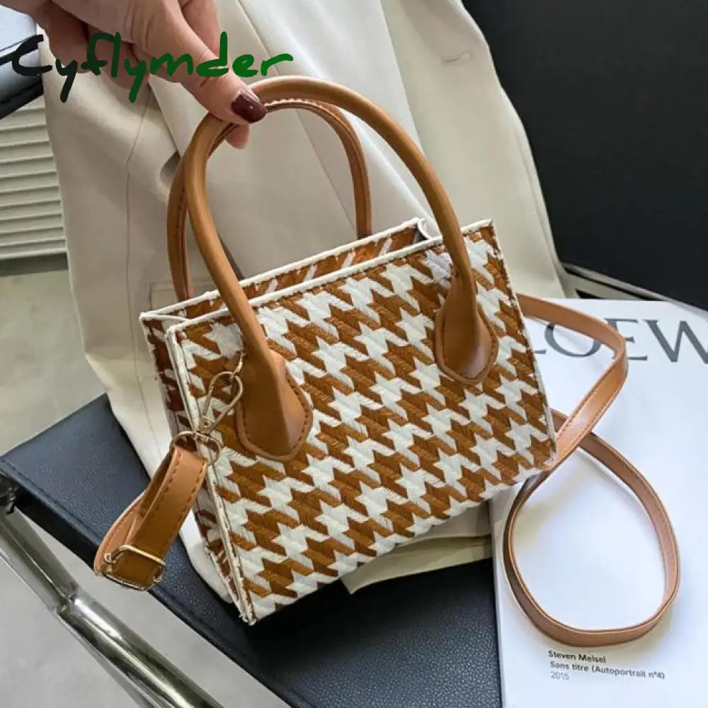 Retro Plaid Crossbody Handbag Totes Women Casual Pu Leather Shoulder Purse Female Portable Travel