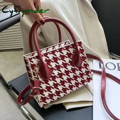 Retro Plaid Crossbody Handbag Totes Women Casual Pu Leather Shoulder Purse Female Portable Travel