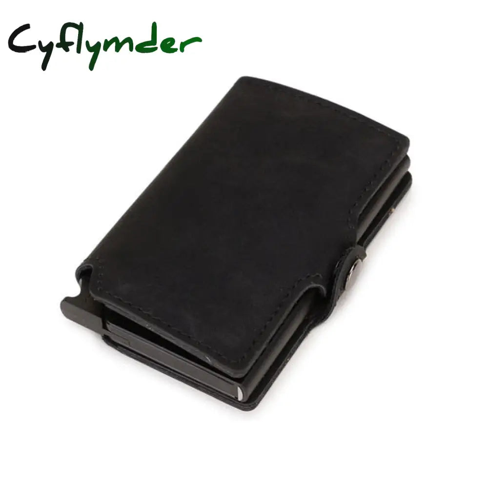 Rfid Business Credit Card Holder Men Multifunction Automatic Aluminium Alloy Leather Cards Case