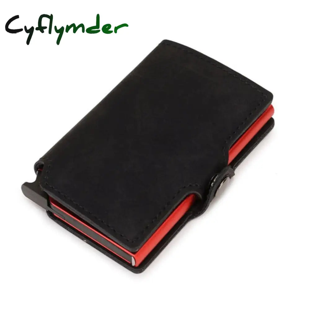 Rfid Business Credit Card Holder Men Multifunction Automatic Aluminium Alloy Leather Cards Case