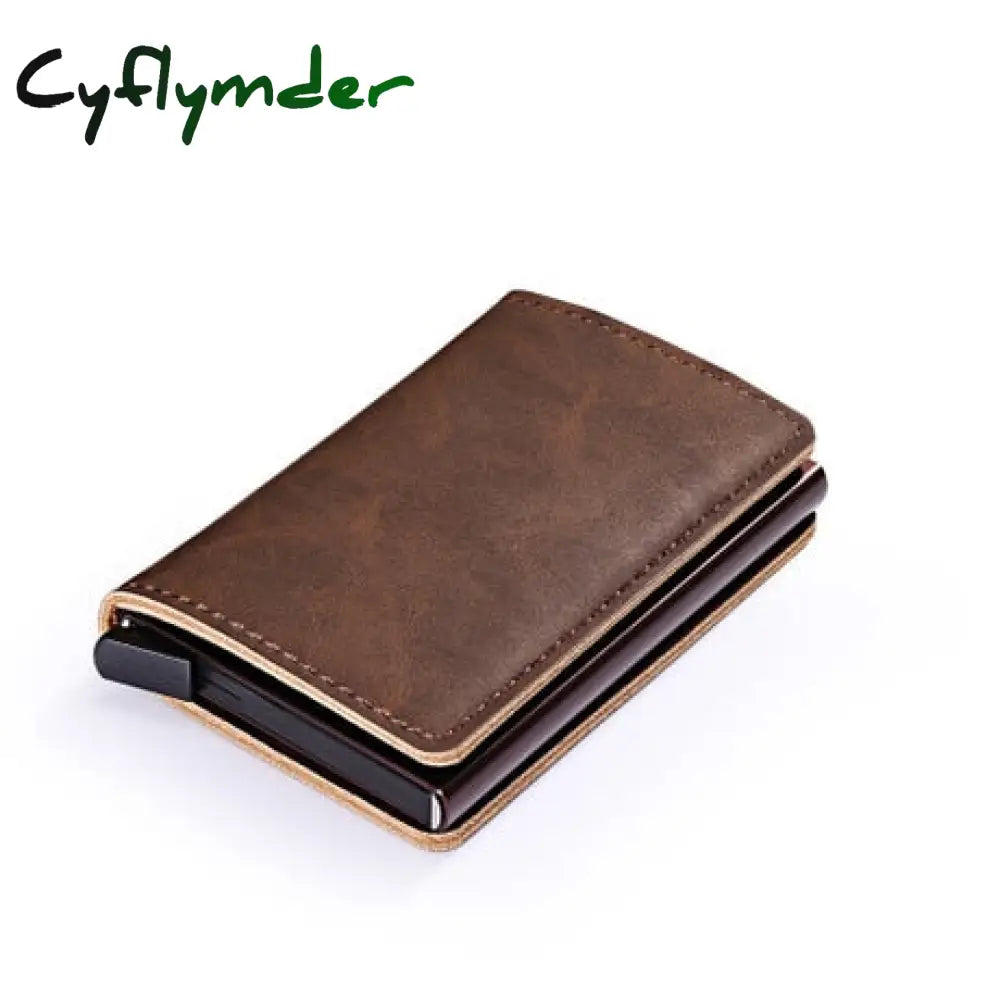 Rfid Business Credit Card Holder Men Multifunction Automatic Aluminium Alloy Leather Cards Case