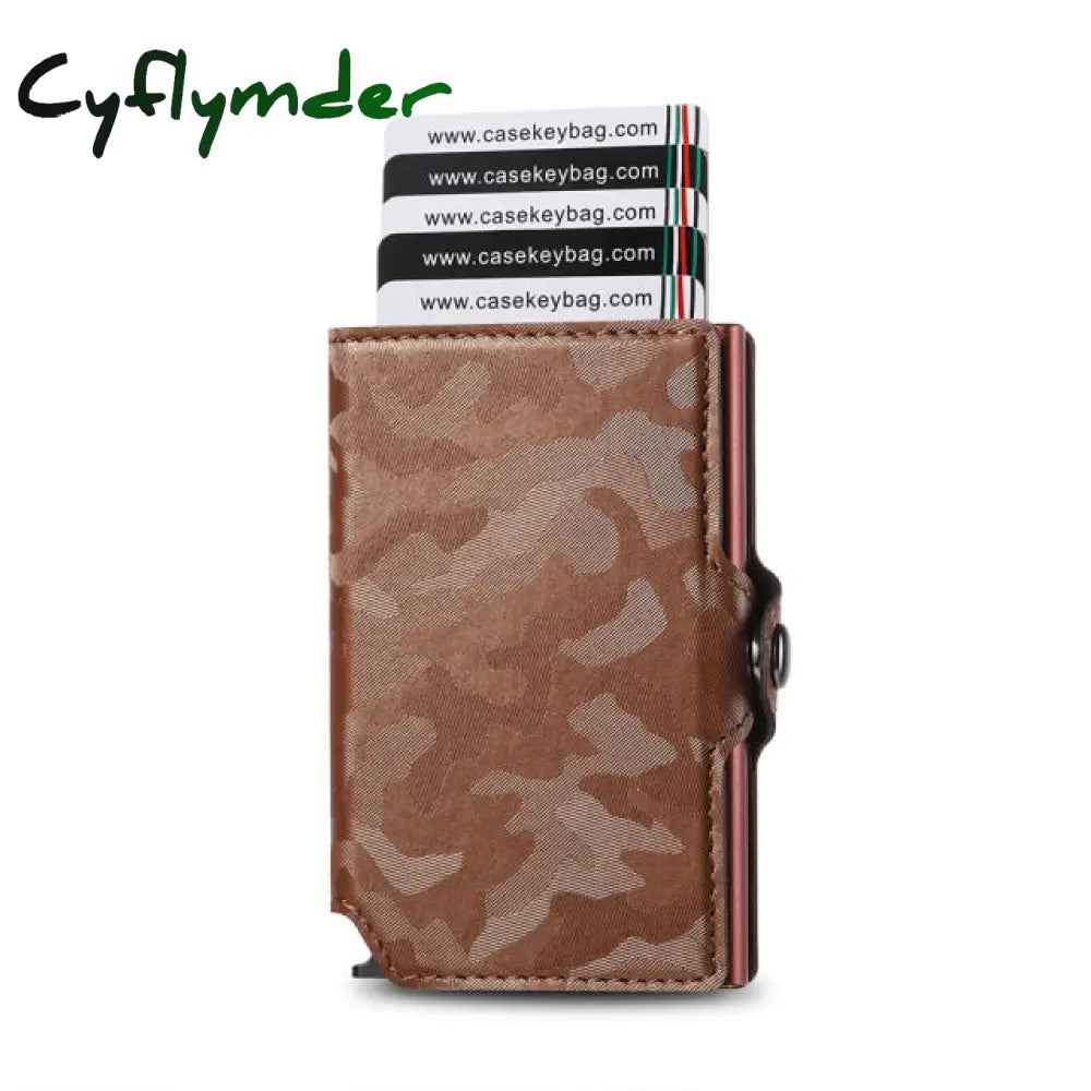 Rfid Business Credit Card Holder Men Multifunction Automatic Aluminium Alloy Leather Cards Case