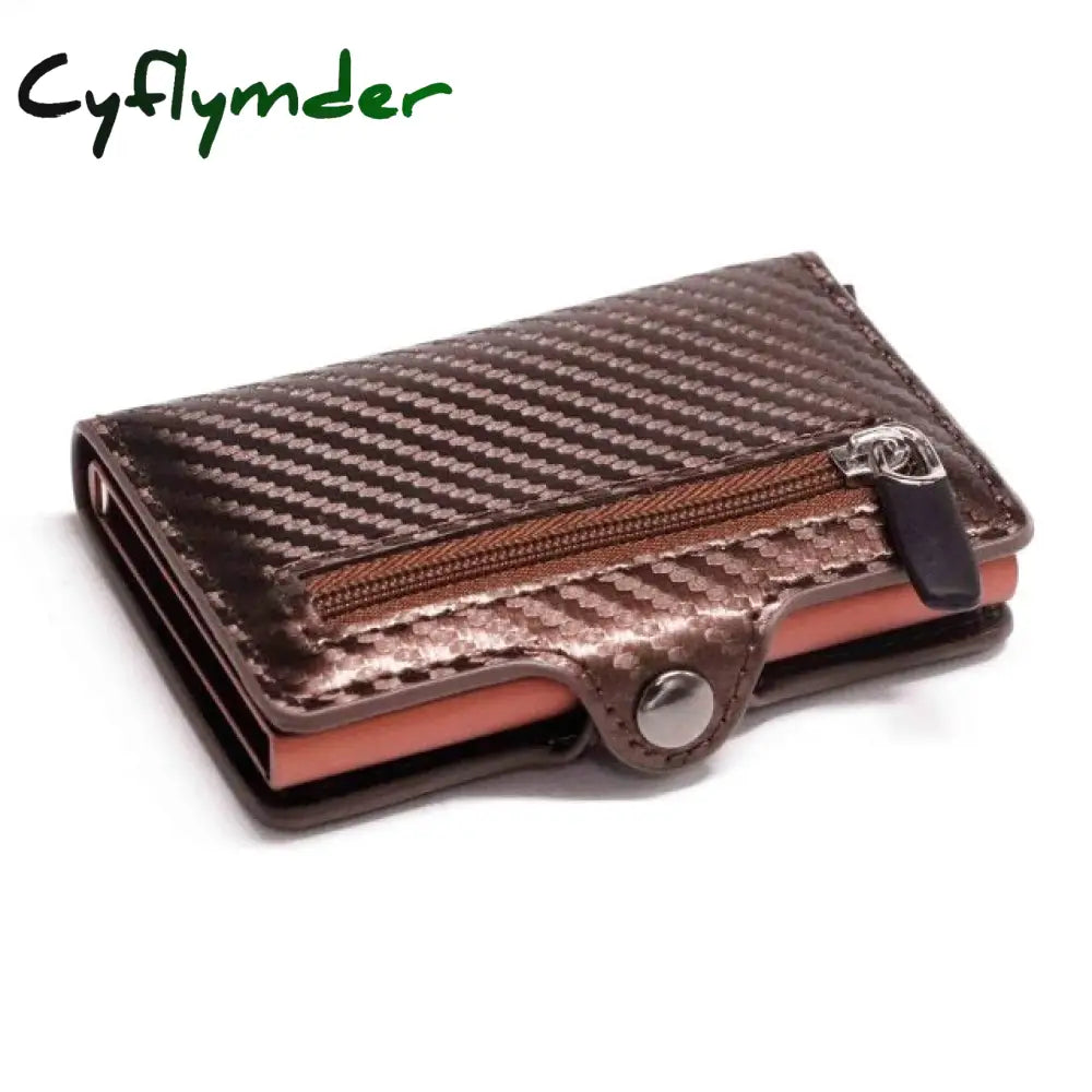 Rfid Business Credit Card Holder Men Multifunction Automatic Aluminium Alloy Leather Cards Case