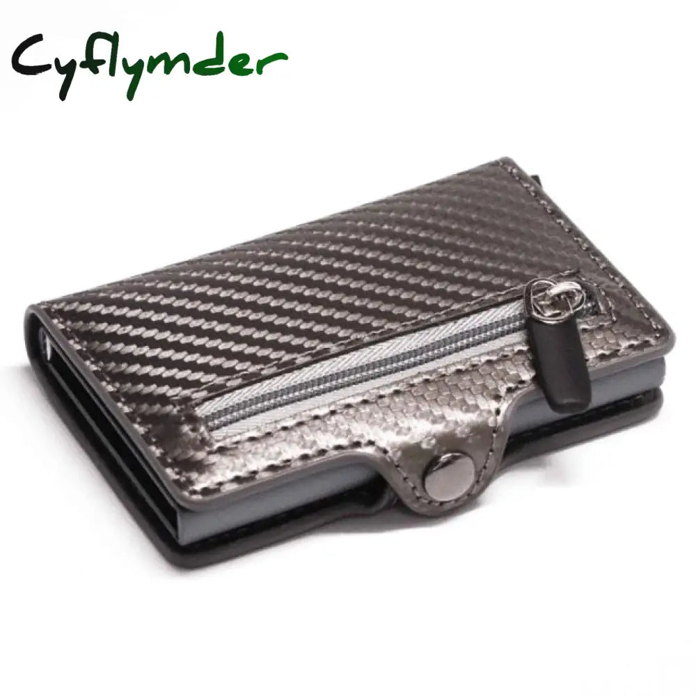 Rfid Business Credit Card Holder Men Multifunction Automatic Aluminium Alloy Leather Cards Case