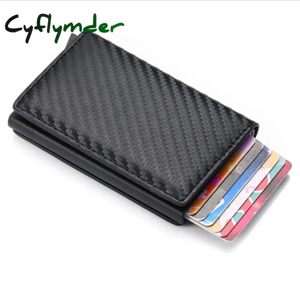 Rfid Business Credit Card Holder Men Multifunction Automatic Aluminium Alloy Leather Cards Case