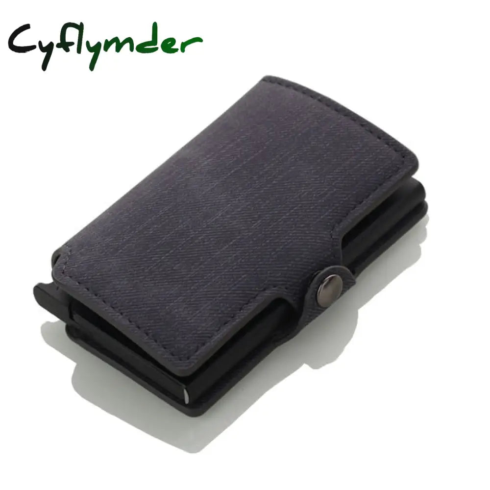 Rfid Business Credit Card Holder Men Multifunction Automatic Aluminium Alloy Leather Cards Case