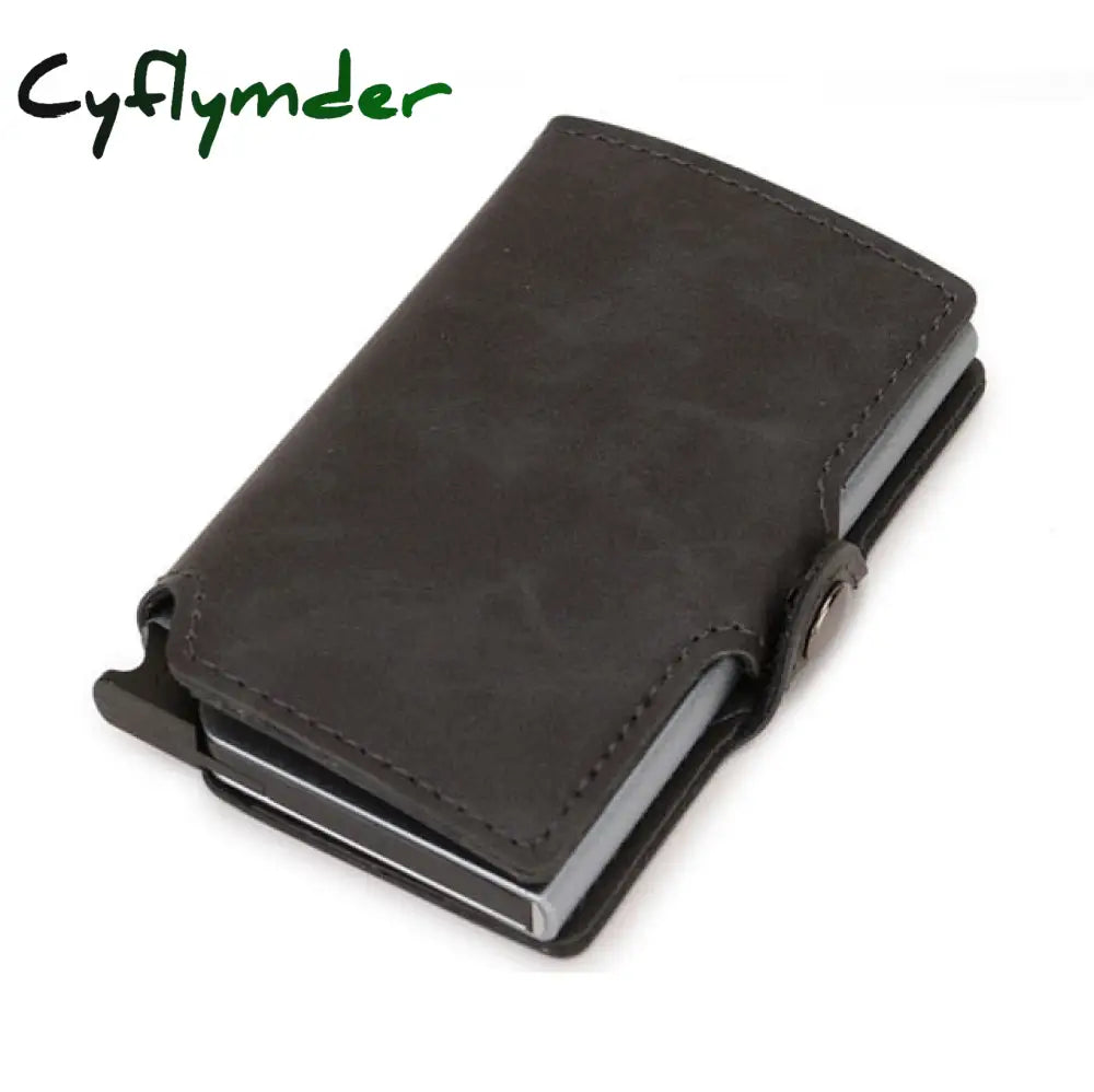 Rfid Business Credit Card Holder Men Multifunction Automatic Aluminium Alloy Leather Cards Case