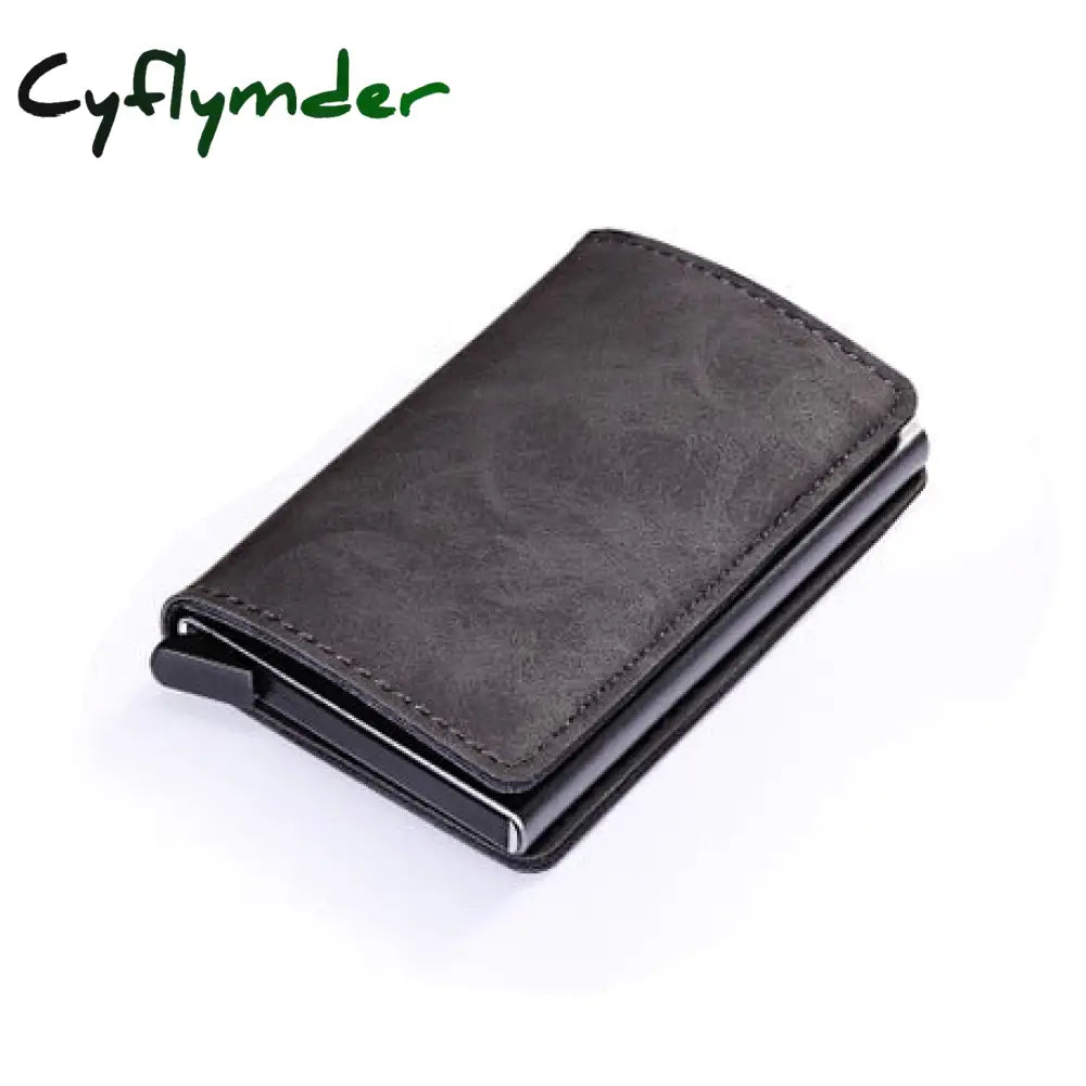 Rfid Business Credit Card Holder Men Multifunction Automatic Aluminium Alloy Leather Cards Case