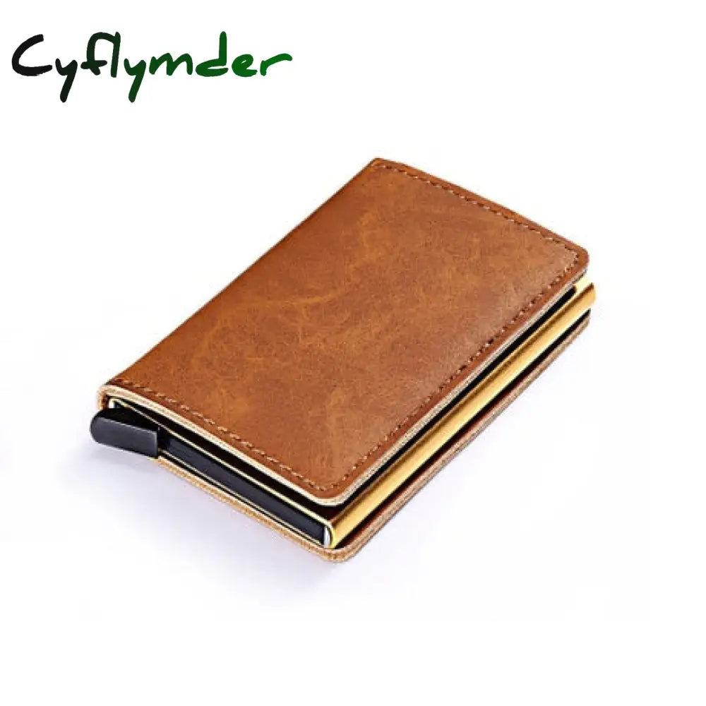 Rfid Business Credit Card Holder Men Multifunction Automatic Aluminium Alloy Leather Cards Case