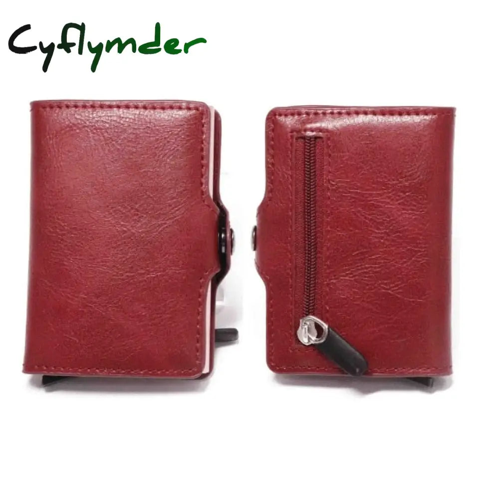 Rfid Business Credit Card Holder Men Multifunction Automatic Aluminium Alloy Leather Cards Case