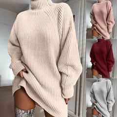 Cyflymder - Minimalism Turtleneck Short Sweater Dress