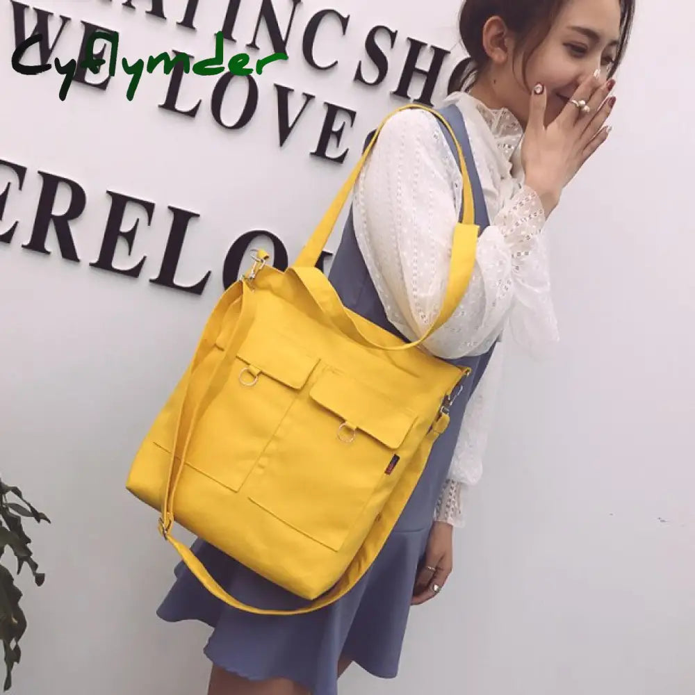 Soft Canvas Bag Large Capacity Women Shopping Casual Hasp Ladies One Shoulder Tote Bags 2