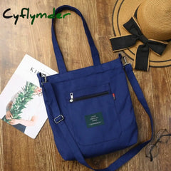 Soft Canvas Bag Large Capacity Women Shopping Casual Hasp Ladies One Shoulder Tote Bags Blue